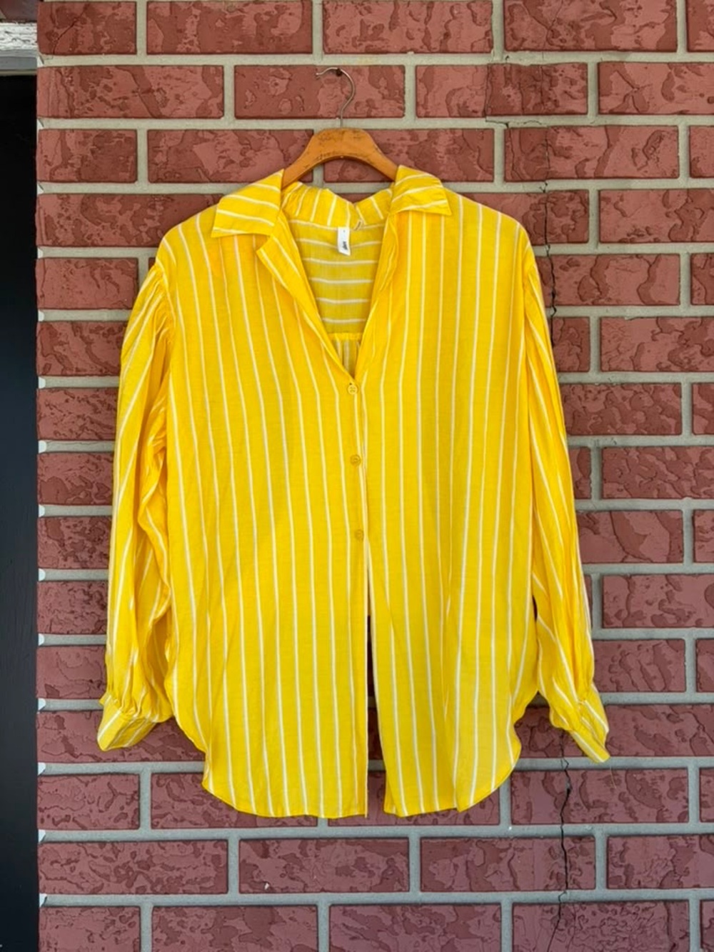glam Yellow and White Striped Button Down Shirt